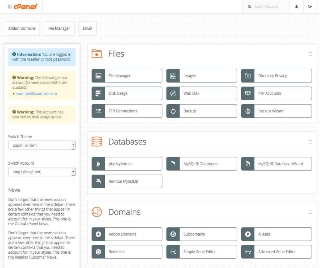 MilesWeb hosting Dashboard - cPanel
